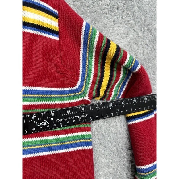 Lauren Ralph Lauren 1/4 Zip Mens Small Red Stripe Sweater - Picture 6 of 7